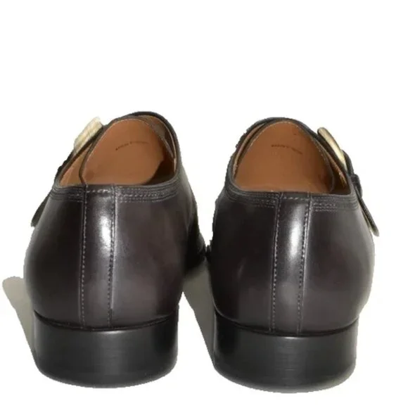 New! Magnanni Lennon Monk Strap Shoe Catalux Black/ Gray Leather 9.5 DD531 21447